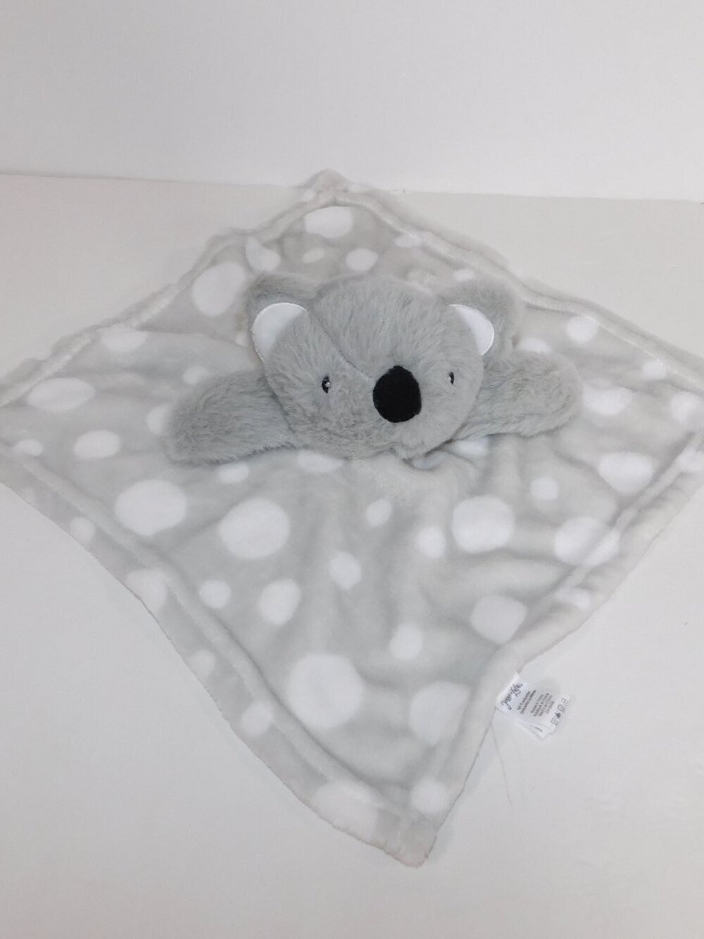 Jesse + Lulu Koala Bear Polka Dot Security Blanket Gray White Plush Baby Lovey